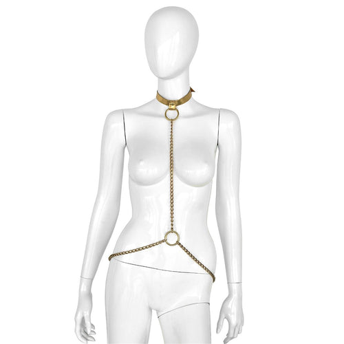 Leder Ketten Harness Gold