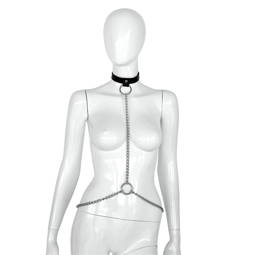 Leder Ketten Harness Silber