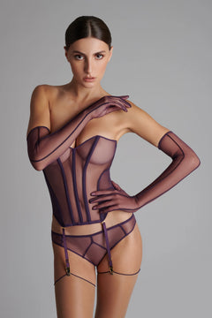 Long patent leather gloves