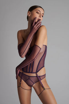 Long patent leather gloves