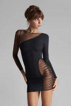 Asymmetrisches Kleid Langarm