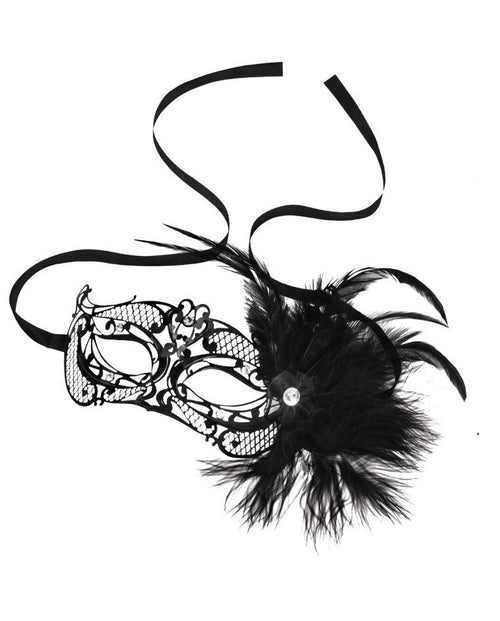 Metal mask with feather