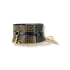 Leather corset belt with chain