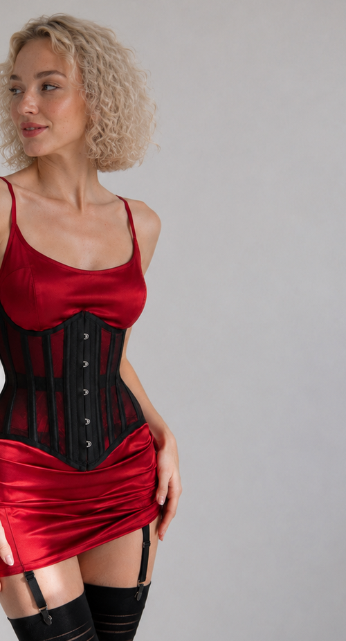 Leather underbust corset