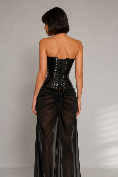 Leather half bust corset