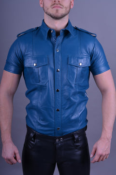 Leder Hemd mit Druckknöpfen