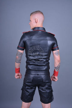 Leder Hemd mit Druckknöpfen