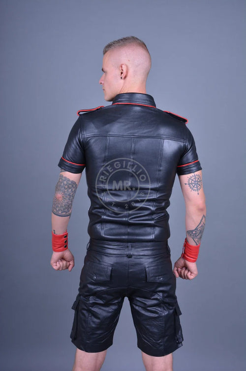 Leder Hemd mit Druckknöpfen