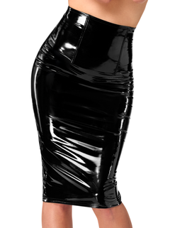 Lack Bleistiftrock mit Reißverschluss