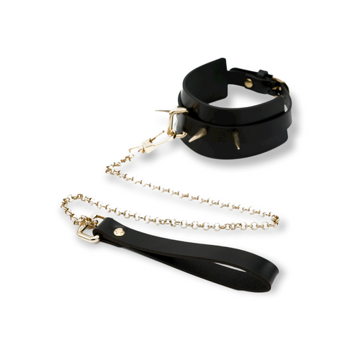 Leder Nieten Halsband mit Leine