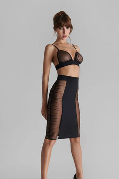 Skirt with transparent inserts