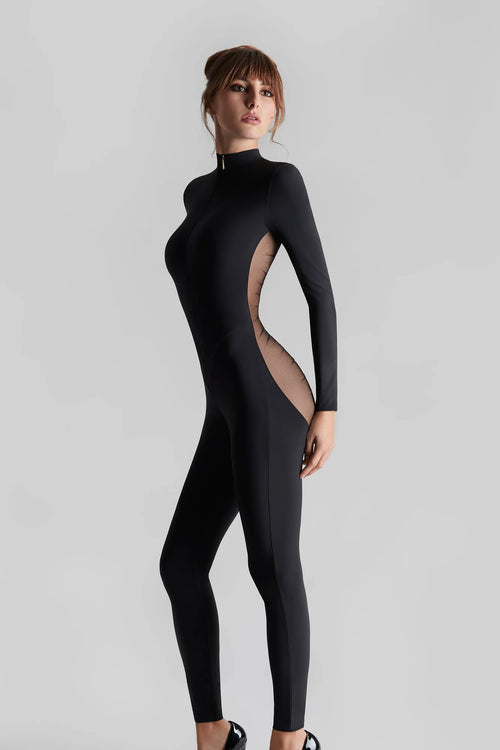 Catsuit mit transparentem Rücken