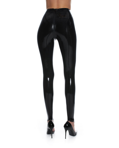Latex leggings with zipper