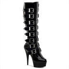 Patent platform boots with buckles