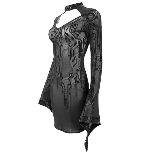 Meshkleid mit Trichterärmel