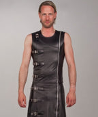 Faux leather shirt with buckles