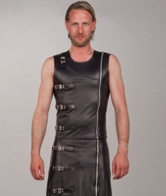 Faux leather shirt with buckles