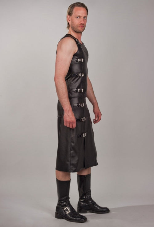 Faux leather shirt with buckles