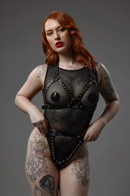 Leather Harness Bra
