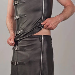 Lederoptik Shirt mit Reißverschluss