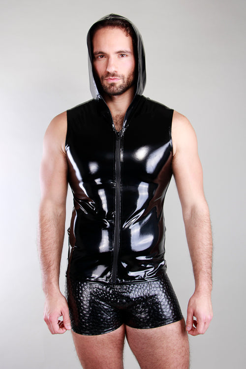 Vinyl shirt with hood