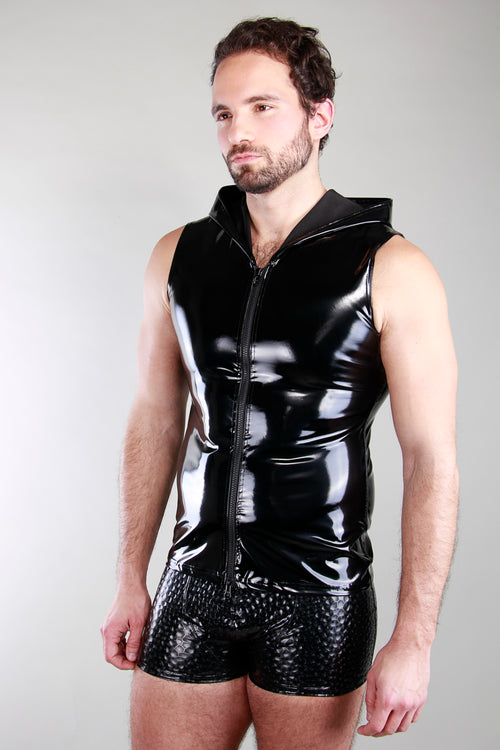 Vinyl shirt with hood