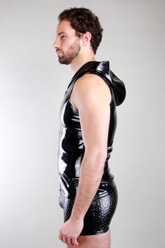 Vinyl shirt with hood