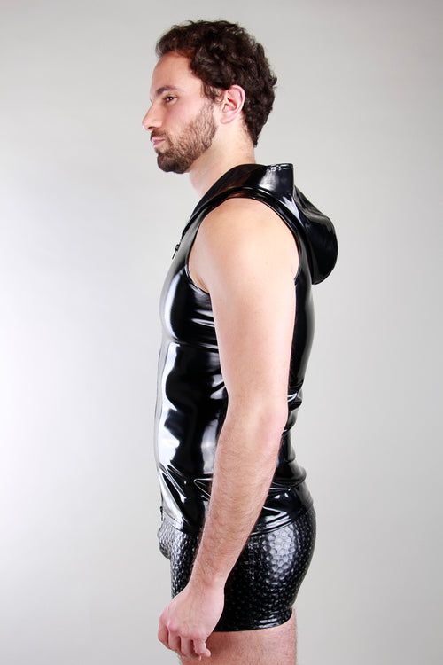 Vinyl shirt with hood