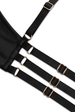 Leather look bralette with ring of O