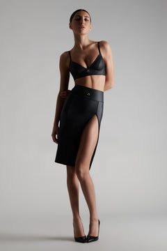 Leather look bralette with ring of O