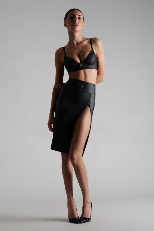 Leather look bralette with ring of O