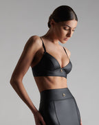 Leather look bralette with ring of O