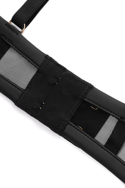 Leather look bra open with ring of O