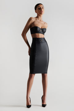 Leather look pencil skirt with zipper