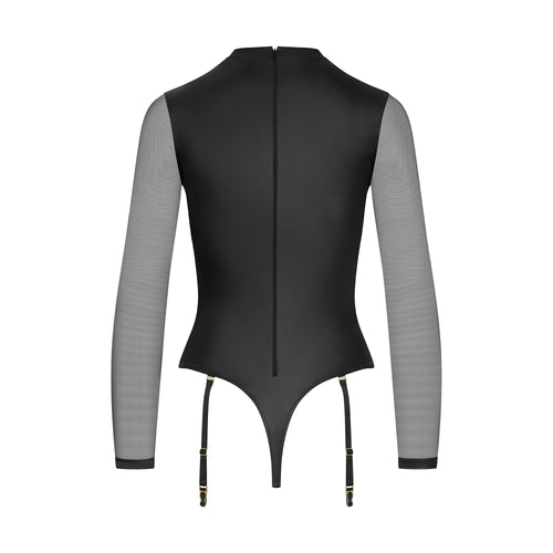 Faux leather body with mesh