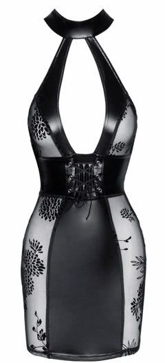 Kleid im Mattlook mit Samtflockprint-Transparenzen