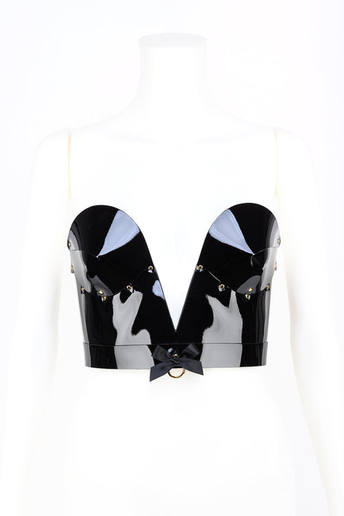 patent leather corset