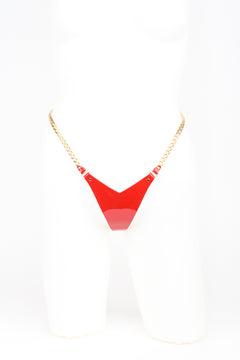 Lackleder String mit Ketten