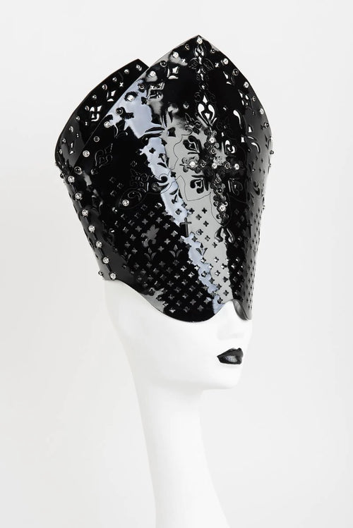 Patent leather headdress