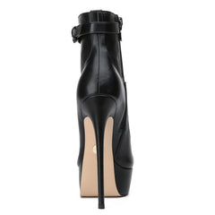 Faux leather platform ankle boot