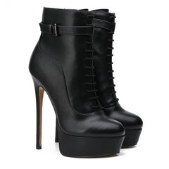 Faux leather platform ankle boot
