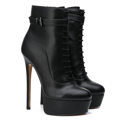 Faux leather platform ankle boot