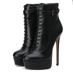 Faux leather platform ankle boot