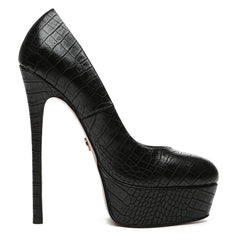 Faux leather platform pumps