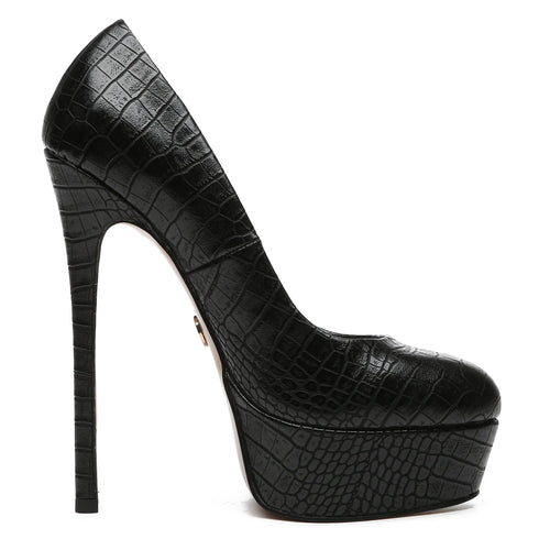 Faux leather platform pumps