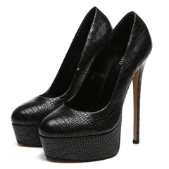Faux leather platform pumps
