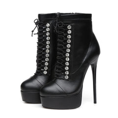Faux leather platform ankle boot