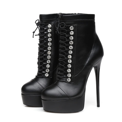 Faux leather platform ankle boot