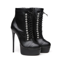 Faux leather platform ankle boot
