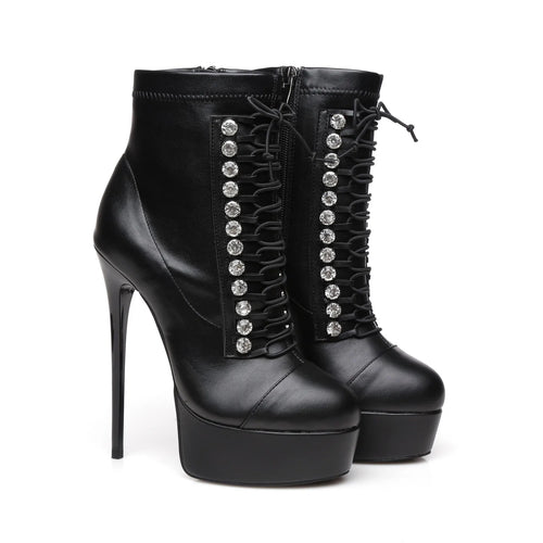 Faux leather platform ankle boot